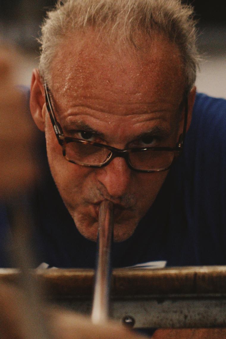 blowing glass
